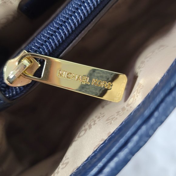 Michael Kors Karson Mini Satchel Lugage Blue Top Handle Crossbody - Picture 11 of 13